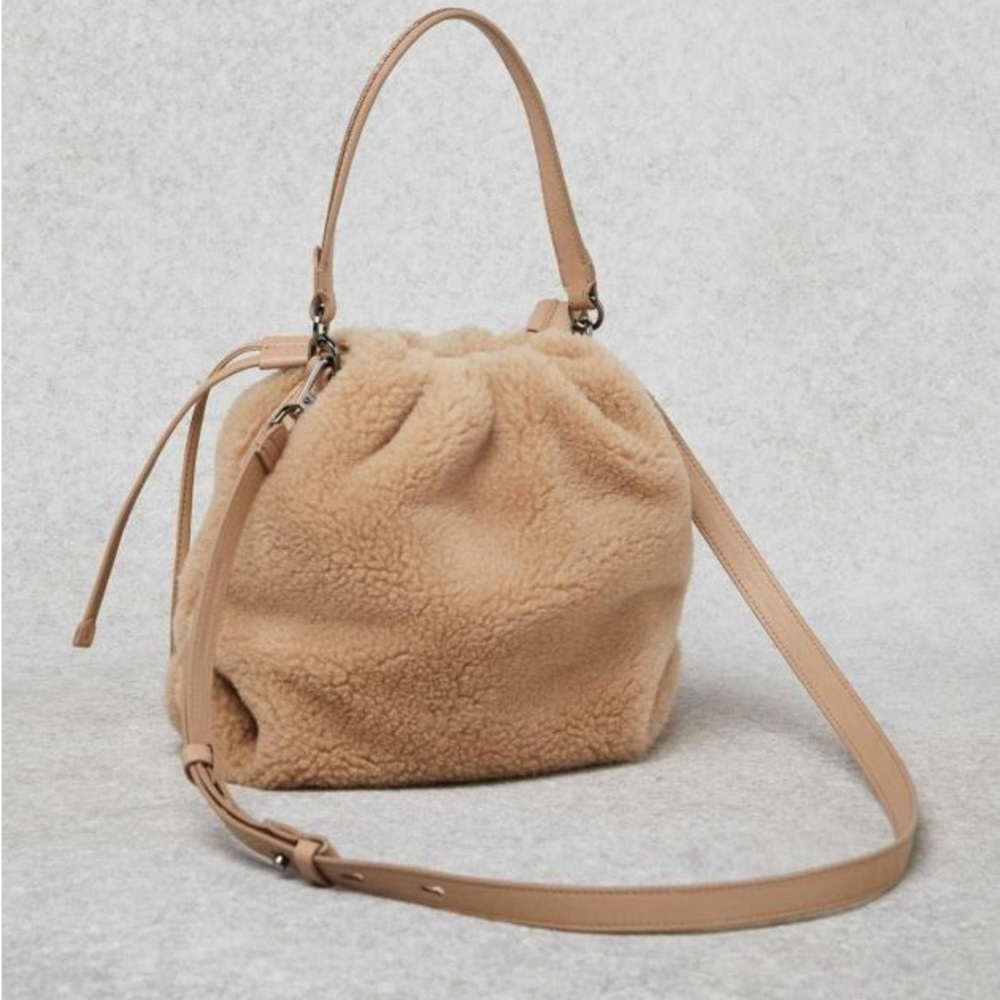 Brunello Cucinelli  Genuine Shearling Bucket Bag